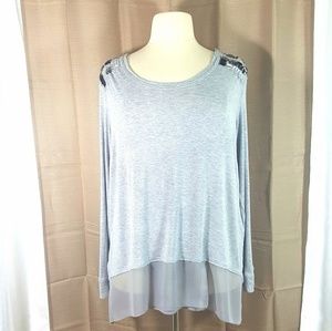 Seven7 Melissa McCarthy Gray/Gem Top Size 1X